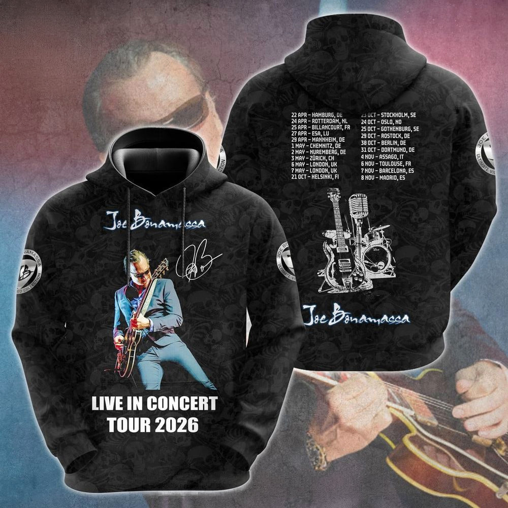 Joe Bonamassa Live In Concert Tour 2026 Hoodie Joe Bonamassa Merch Birthday Gifts For Dad