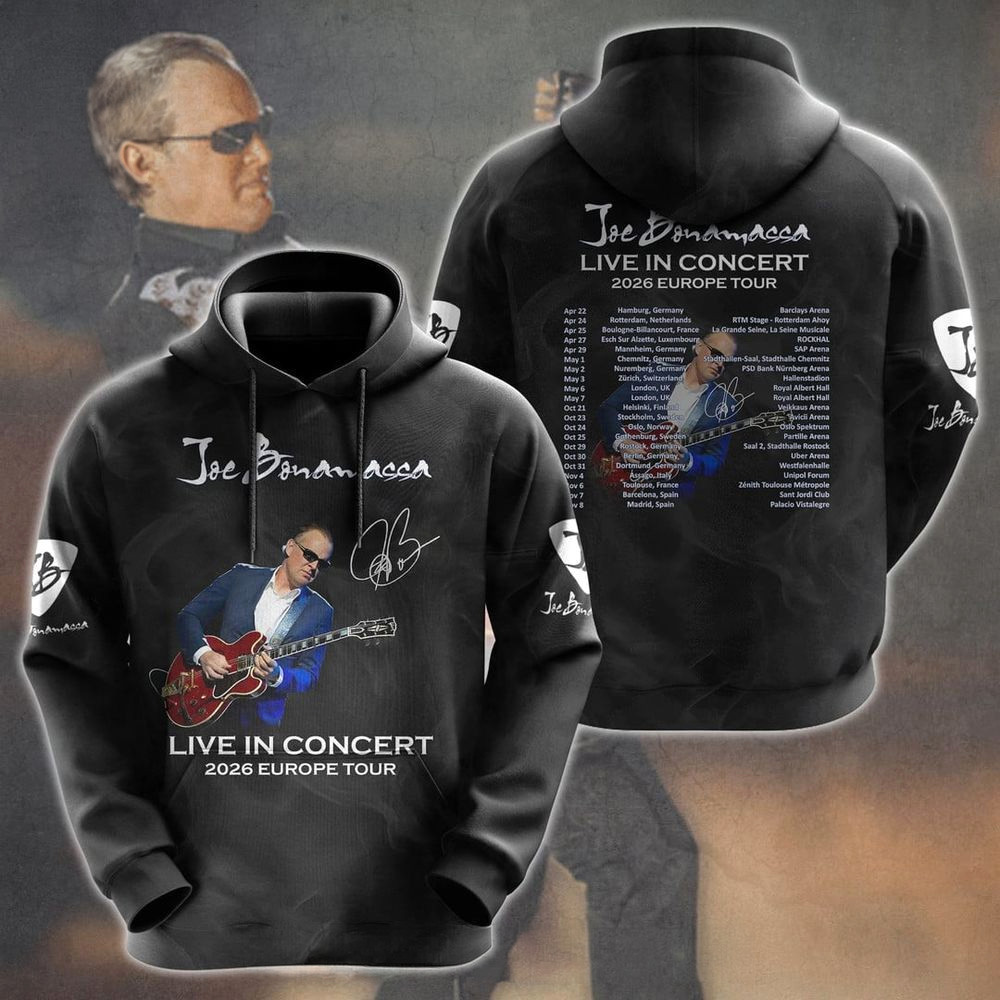 Joe Bonamassa Live In Concert Tour 2026 Hoodie Joe Bonamassa Merch Gifts For Music Lovers