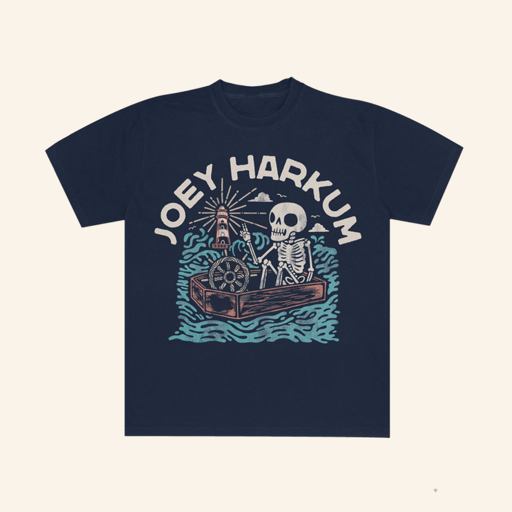 Joey Harkum One Foot In The Grave Coffin Skeleton T-Shirt Joey Harkum Merch Gifts For Fans