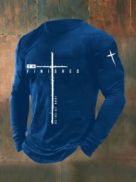 John 19 28 30 Is It Finished Long Sleeve Shirt Cross Unique Retired Soldiers Gifts