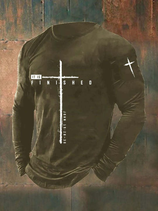 John 19 28 30 Is It Finished Long Sleeve Shirt Cross Unique Retired Soldiers Gifts
