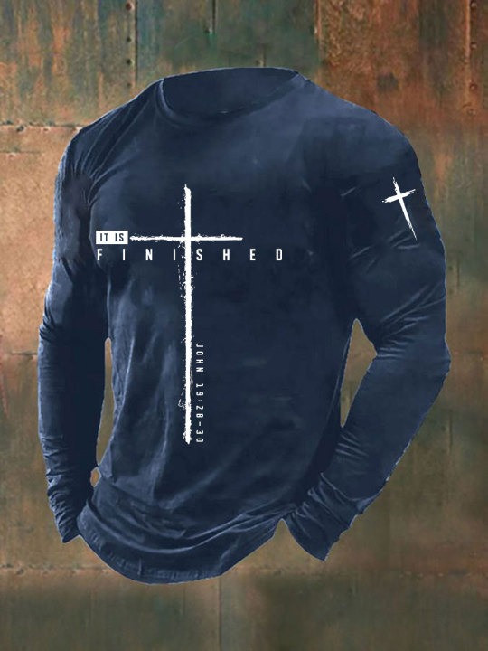 John 19 28 30 Is It Finished Long Sleeve Shirt Cross Unique Retired Soldiers Gifts