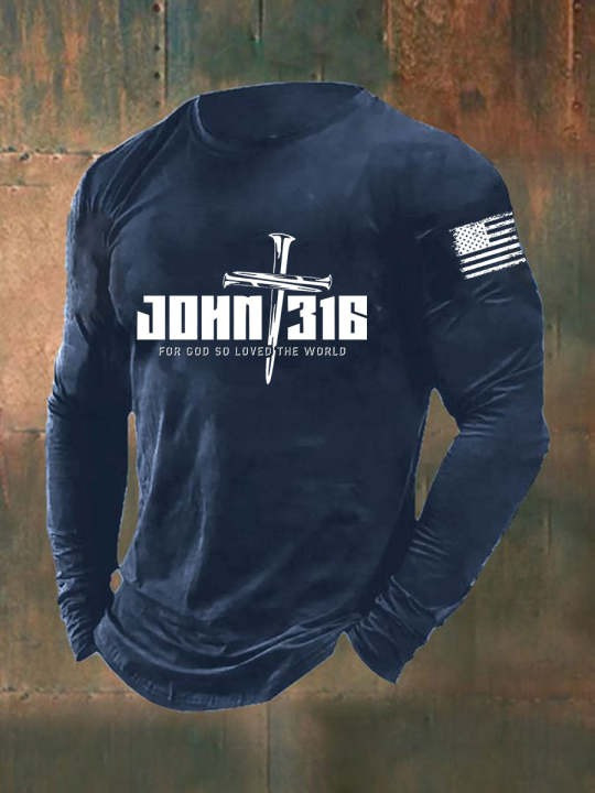 John 316 For God Long Sleeve Shirt So Loved The World U.S Flag Unique Retired Soldiers Gifts