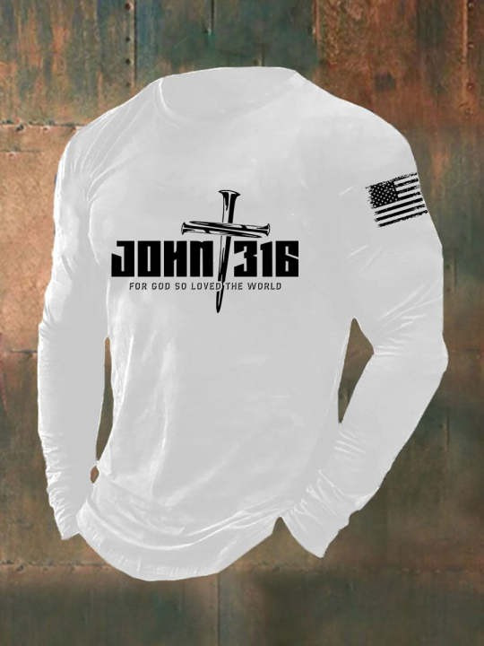John 316 For God Long Sleeve Shirt So Loved The World U.S Flag Unique Retired Soldiers Gifts