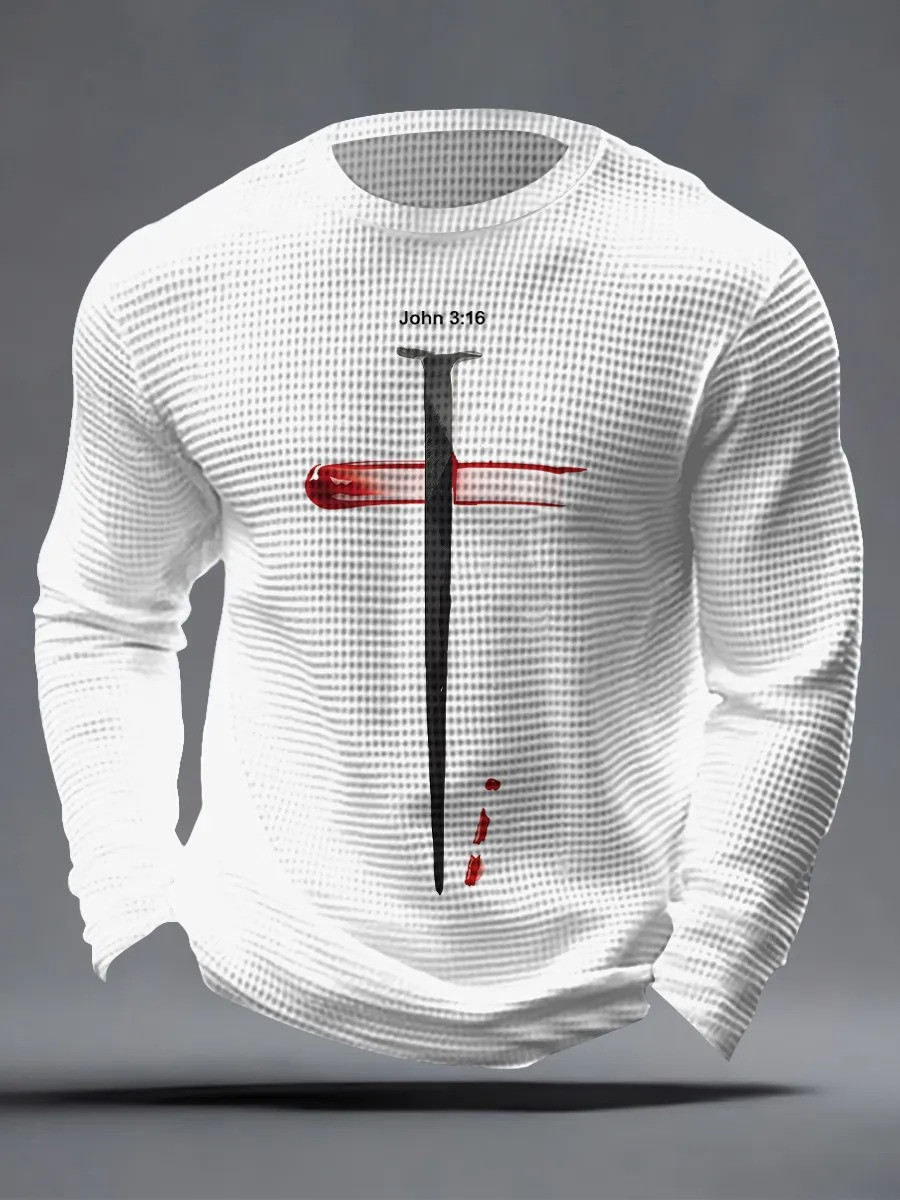John 3'16 Nail Cross Long Sleeve Shirt Christian Faith Apparel Trending Best Gift For Believers