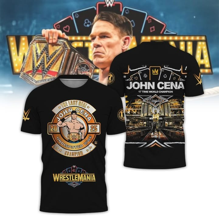 John Cena 17Th World Championship WrestleMania 41 Vegas Shirt 17-Time Champion WWE Merch