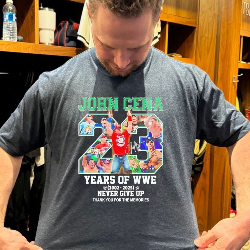 John Cena 23 Years Of Wwe 2002 2025 Thank You Never Give Up T Shirt