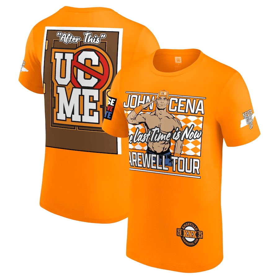 John Cena Farewell Tour 2025 Knoxville T-Shirt Orange Never Give Up John Cena Fan Merch