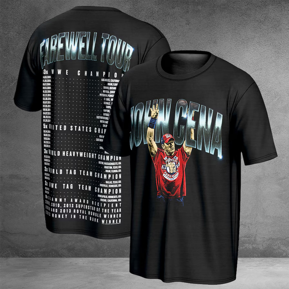 John Cena Farewell Tour T-Shirt Mens WWE Champions John Cena Apparel Gifts For Fans