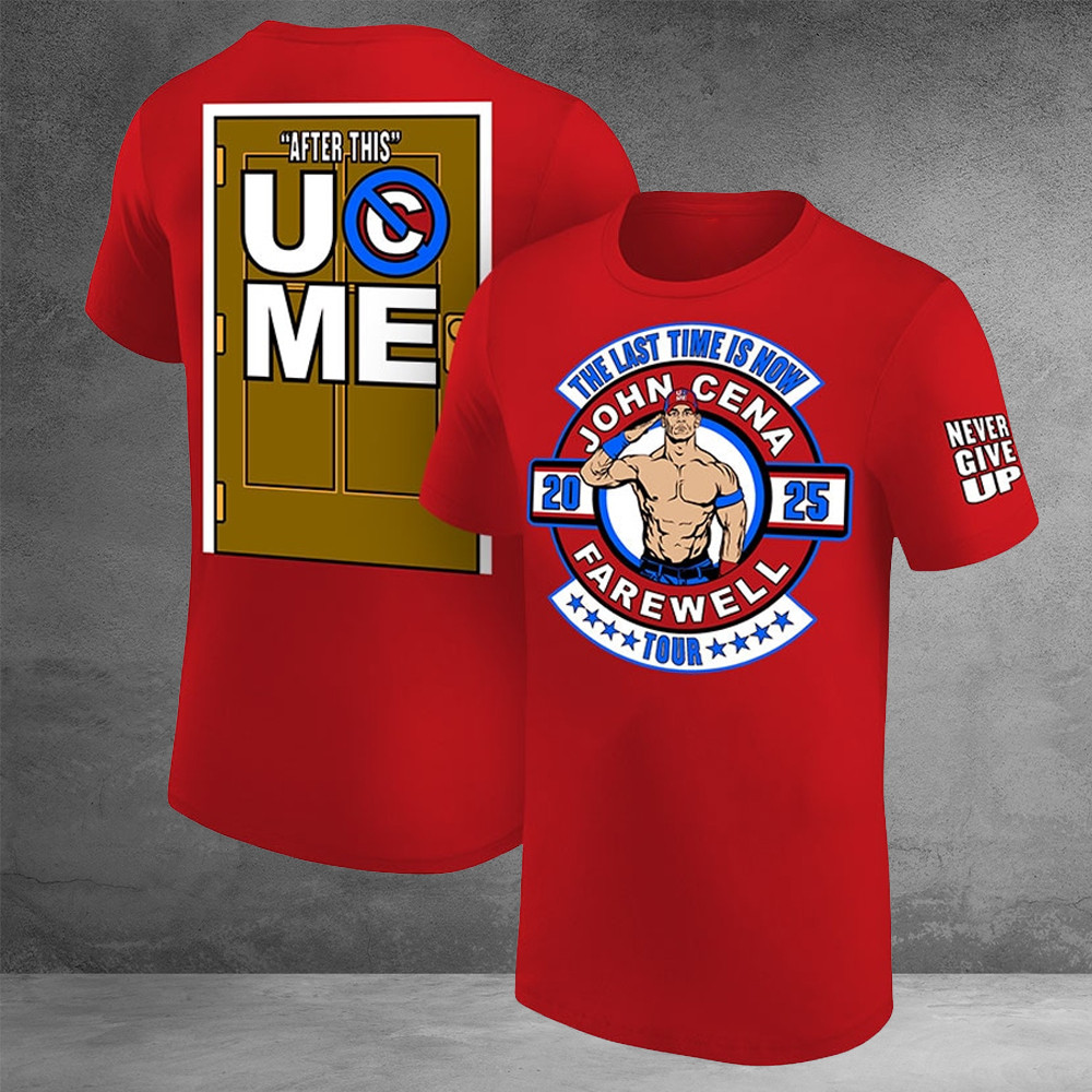 John Cena Shirt Men's WWE Red John Cena Farewell Tour T-Shirt Never Give Up The Last Time