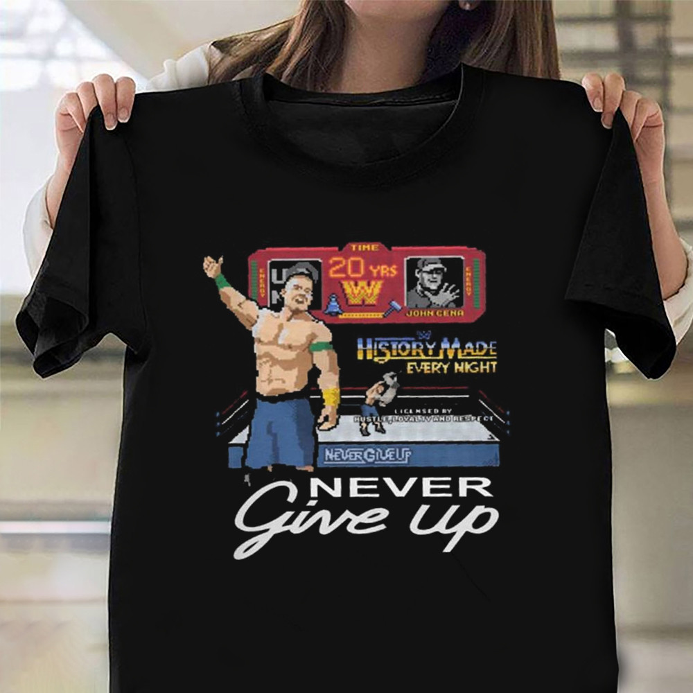 John Cena Shirt Never Give Up John Cena 20 Years T-Shirt Apparel Gifts For Fans