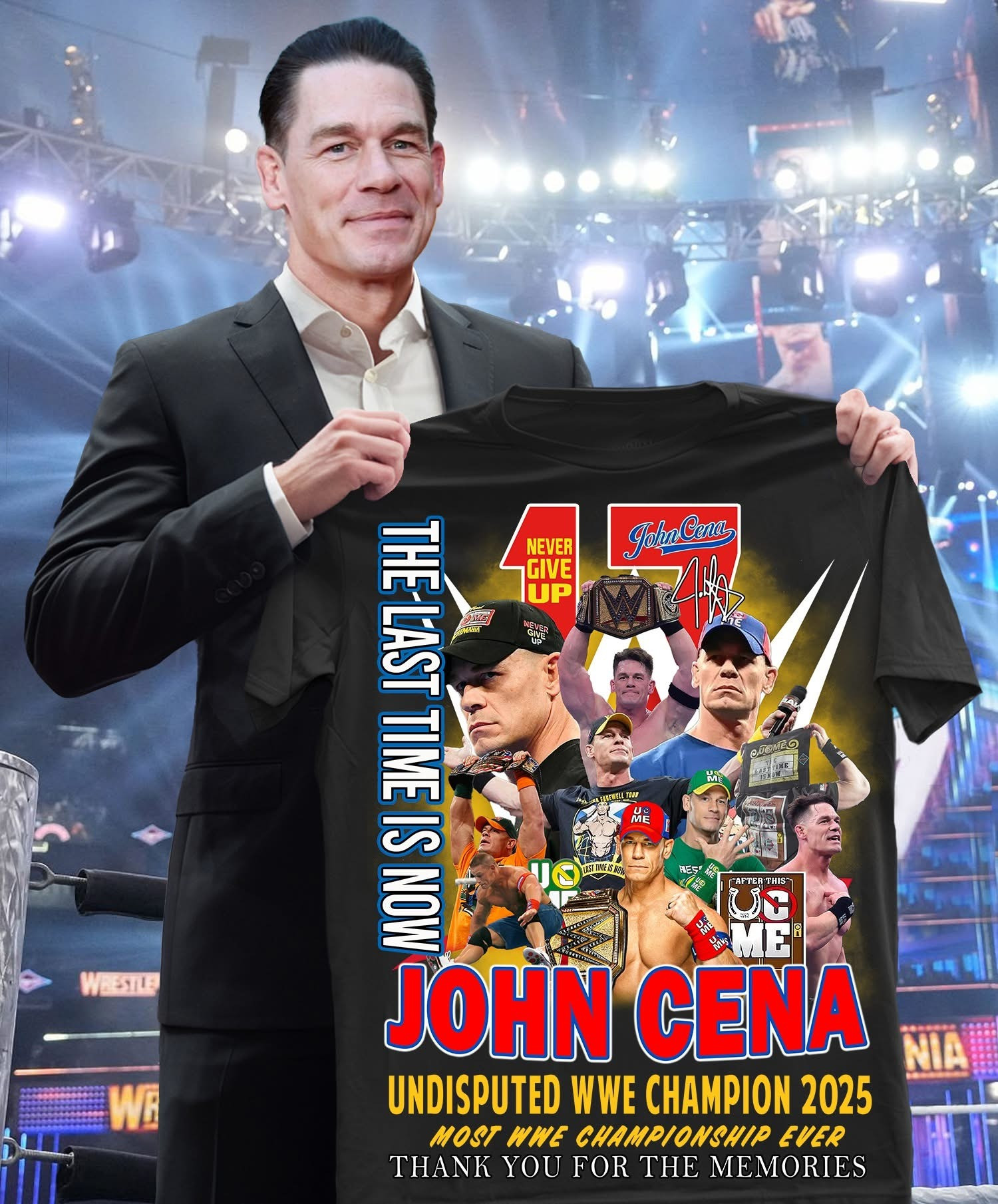 John Cena Shirt WWE Champion 2025 17Th WWE Championship Wrestlemania 41 Merch Fan Gifts