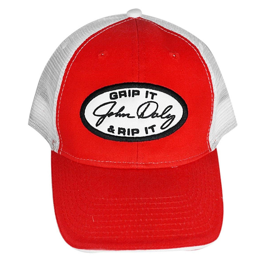John Daly Merch Grip It N Rip It Trucker Hat Red Embroidered Gifts For Golf Dad John Daly Merch Grip It N Rip It Trucker Hat Red Embroidered Gifts For Golf Dad