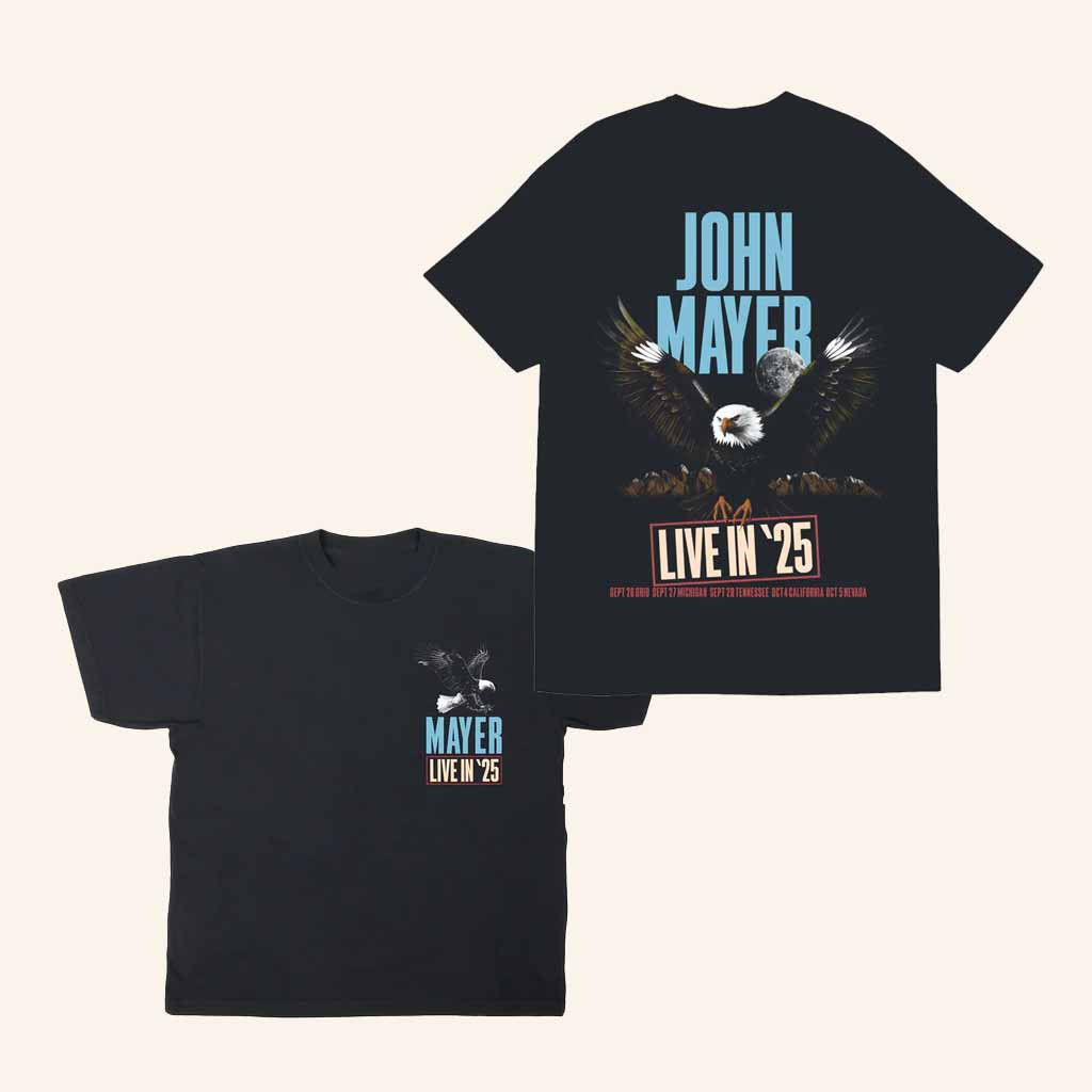 John Mayer Merch Eagle Live In '25 T-Shirt Music Related Gifts For Guys John Mayer Merch Eagle Live In '25 T-Shirt Music Related Gifts For Guys
