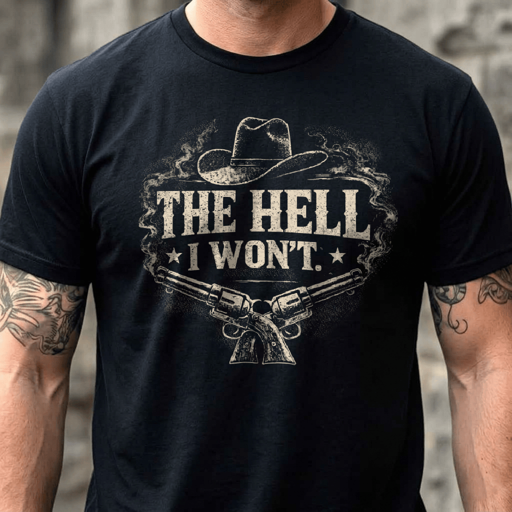 John Wayne The Hell I Wont T-Shirt Cowboy Western Graphic Tees Gift For Cowboy Fans