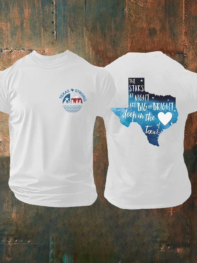Join us in praying for Texas Retro Man's Texas Strong The Stars At Night Are Big And Bright Deep In The Heart Of Texas Print T-Shirt Gift For Texans