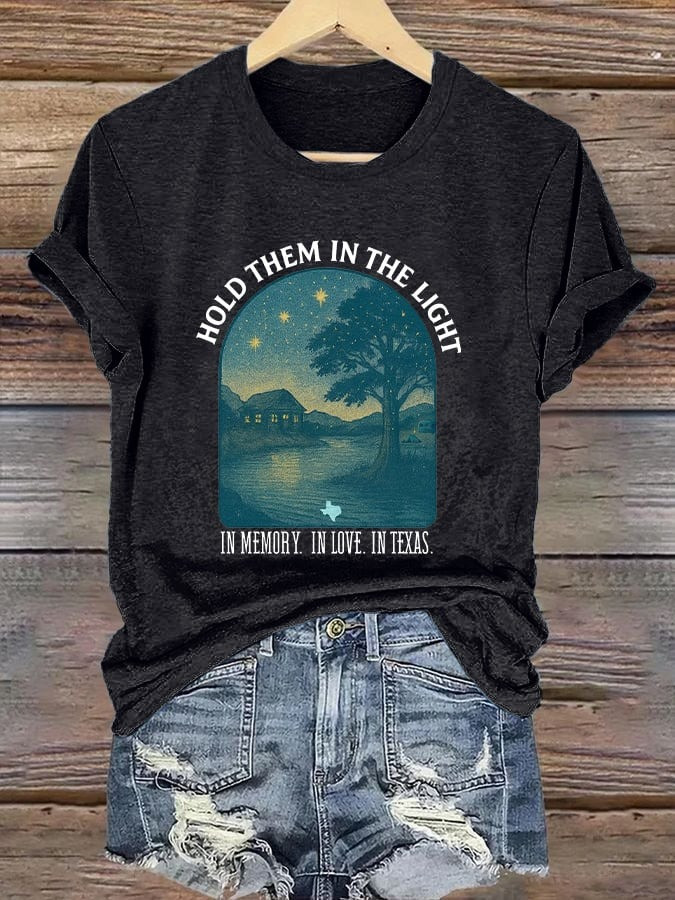 Join us in praying for Texas Retro Texas Strong Hold Them In The Light In Memory In Love In Texas Print T-Shirt Gift For Texans
