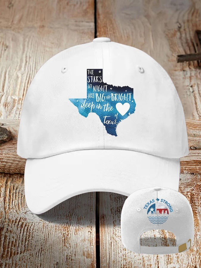Join us in praying for Texas Retro Texas Strong The Stars At Night Are Big And Bright Deep In The Heart Of Texas Print Baseball Cap Gift For Texans