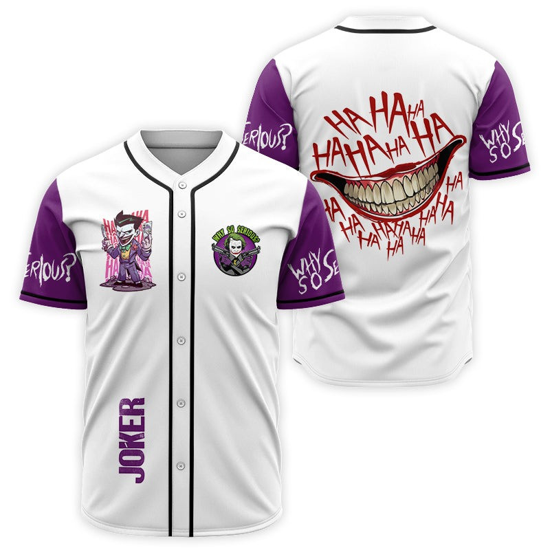 Joker Why So Serious White Purple Baseball Jersey Baseball Lover Gift Ideas