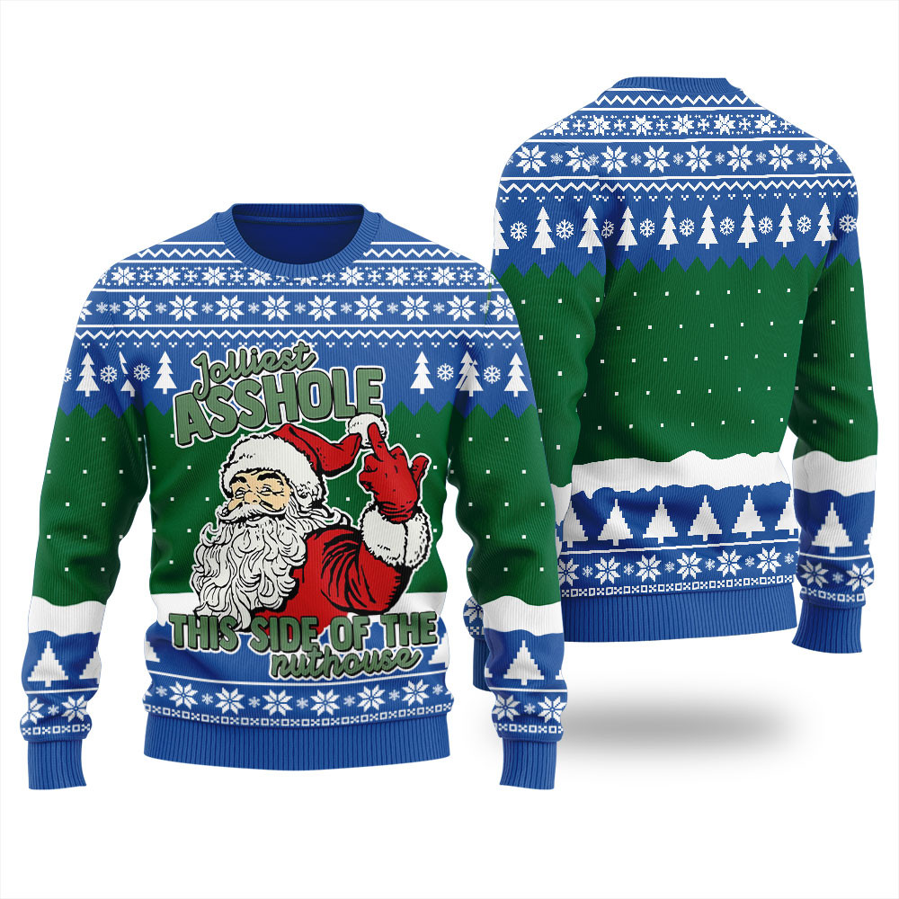 Jolliest Bunch This Side Of The Nuthouse Mens Ugly Sweater Unique Holiday Merch Gift for Home and Family