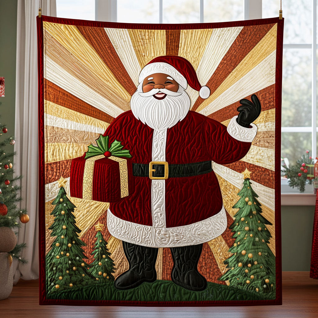 Jolly Black Santa Quilt Blanket Christmas Blanket Good Secret Santa Gifts
