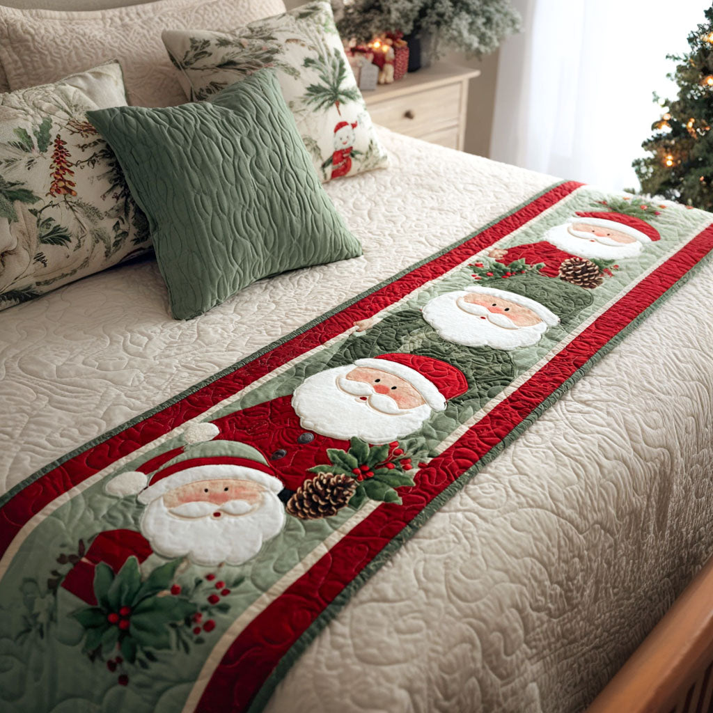 Jolly Branches Quilted Bed Runner Christmas Bedroom Decor Christmas Gift Ideas 2025