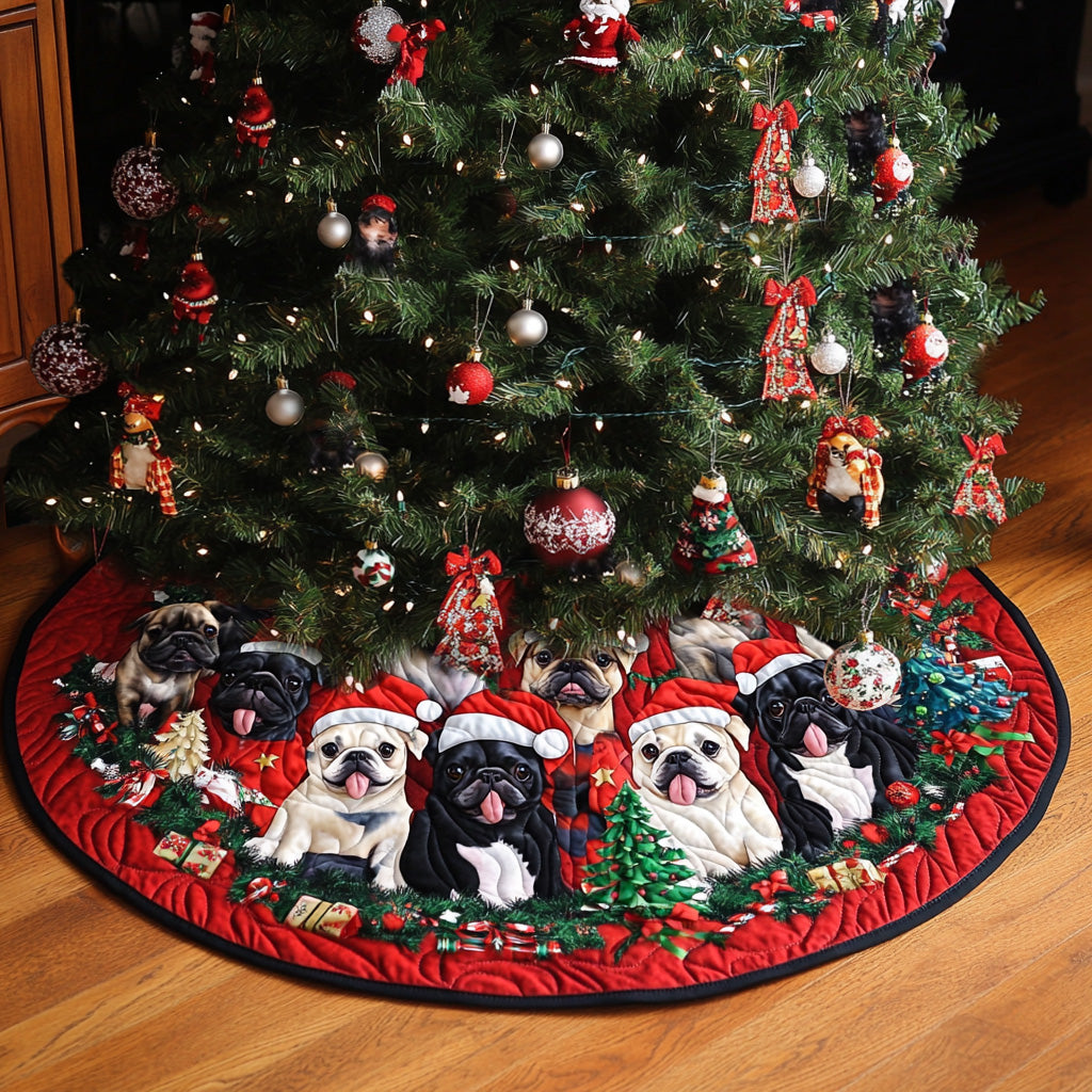 Jolly Bulldog Celebration Quilted Christmas Tree Skirt For A Christmas Tree Christmas Gift For Parents In Law