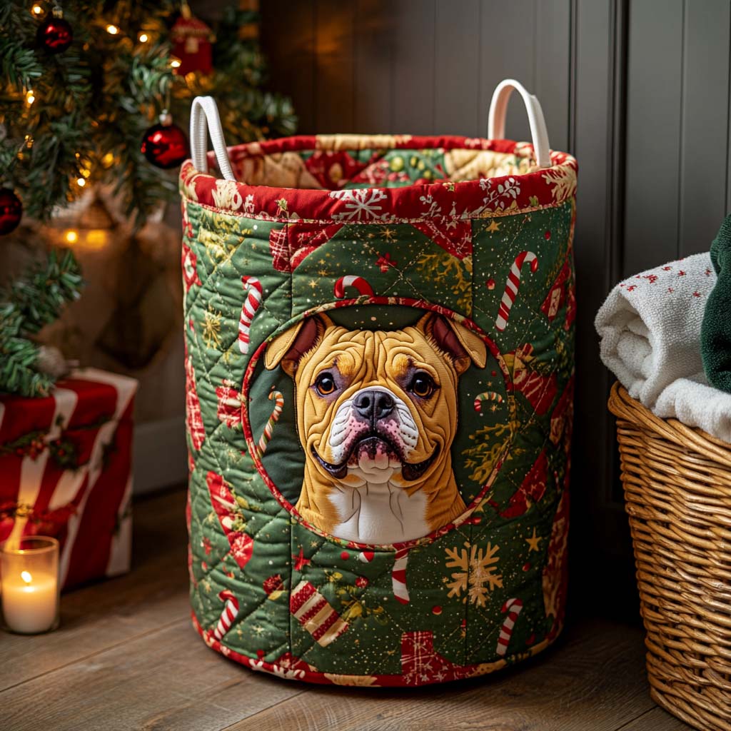 Jolly Bulldog Quilted Laundry Basket Summer Merch Vibes