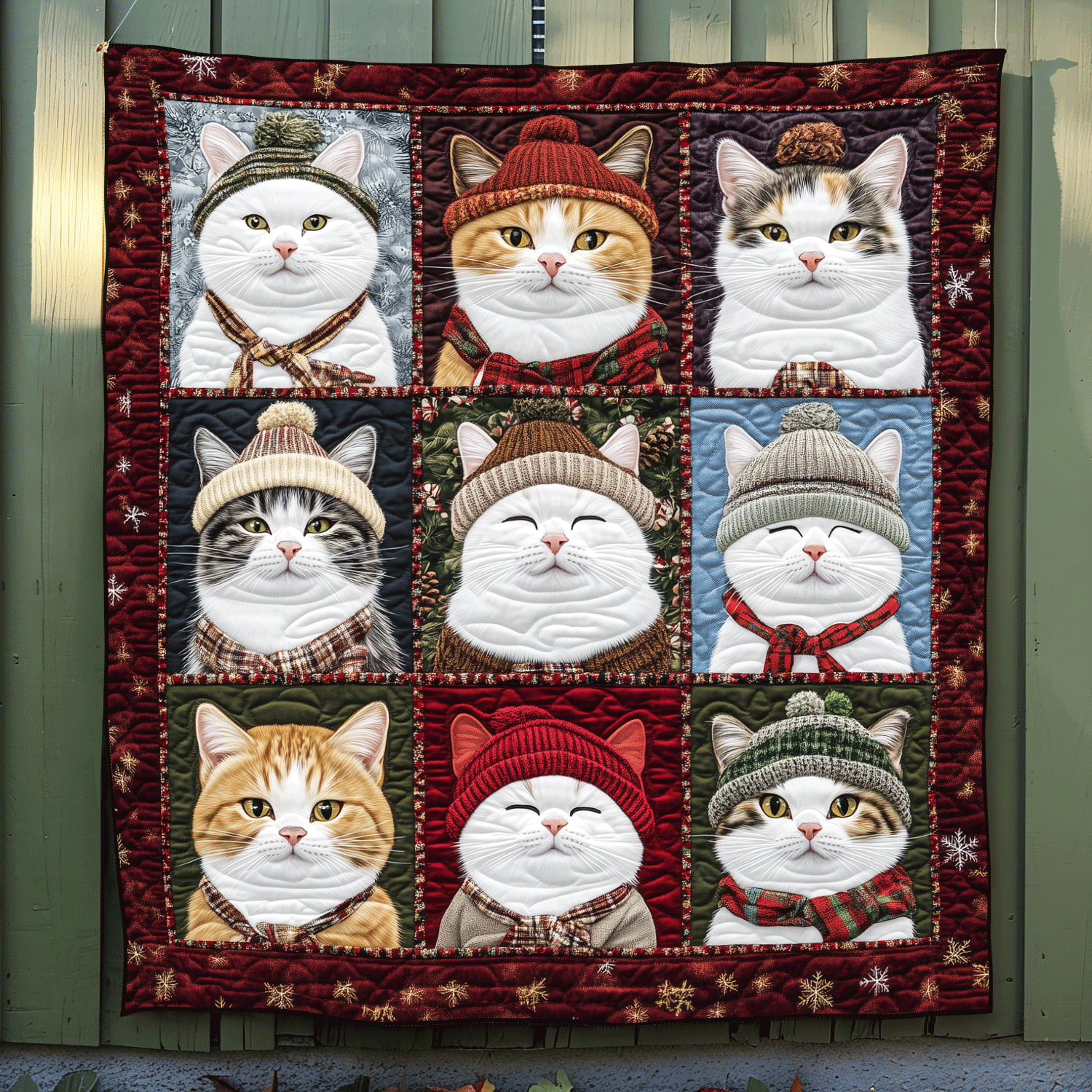 Jolly Catmas Quilted Blanket Gifts For Cat Owners