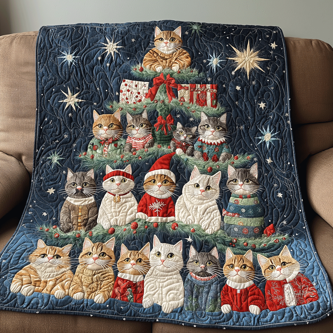 Jolly Cats Quilted Blanket Best Gifts For Cat Lovers