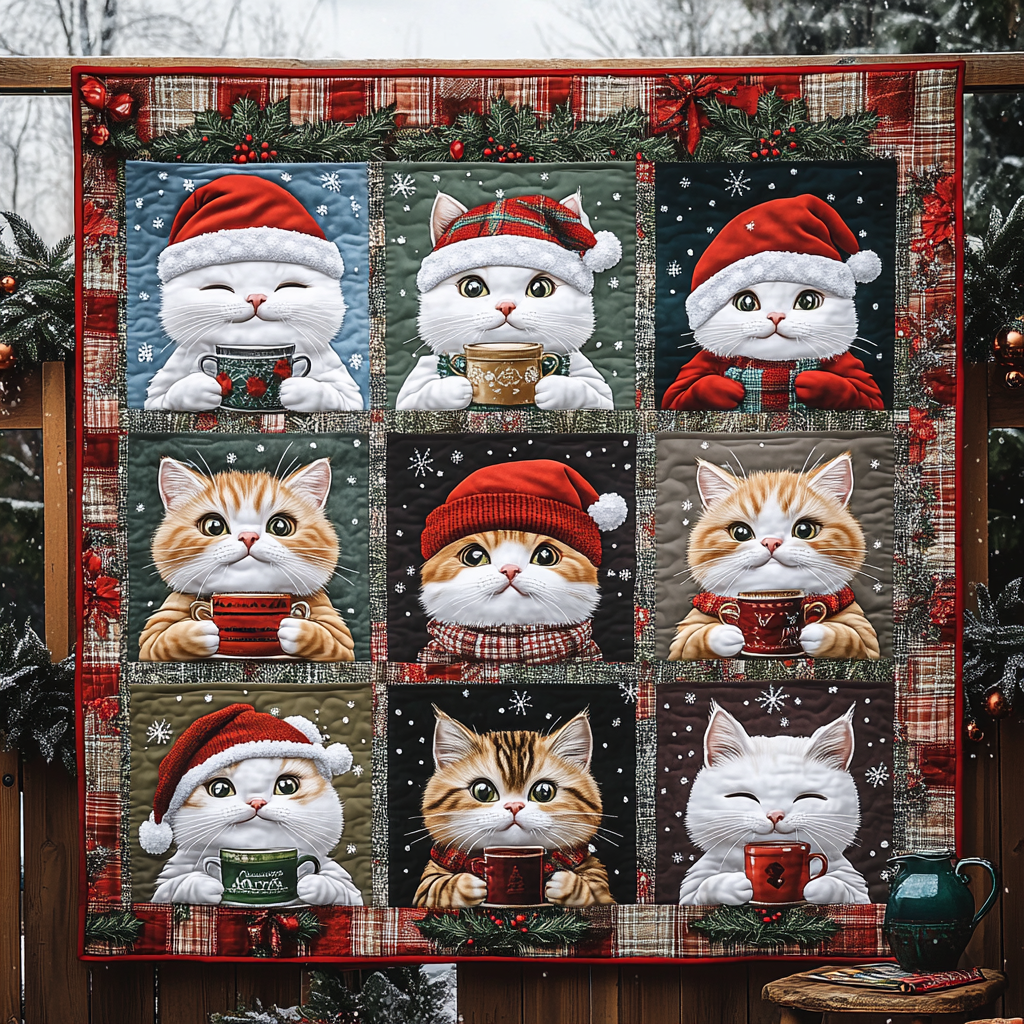 Jolly Cats Quilted Blanket Gifts For Cat Owners