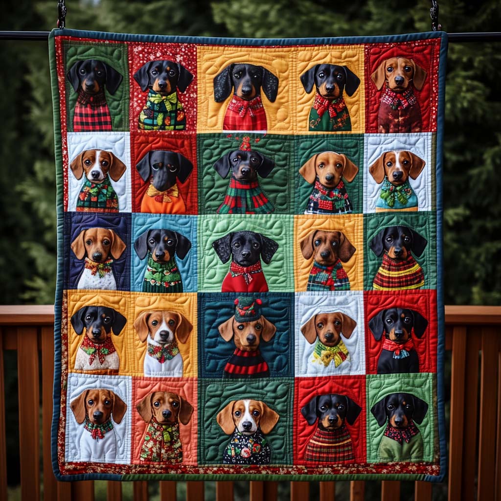 Jolly Dachshund Quilted Blanket Best Gifts For Dog Owners
