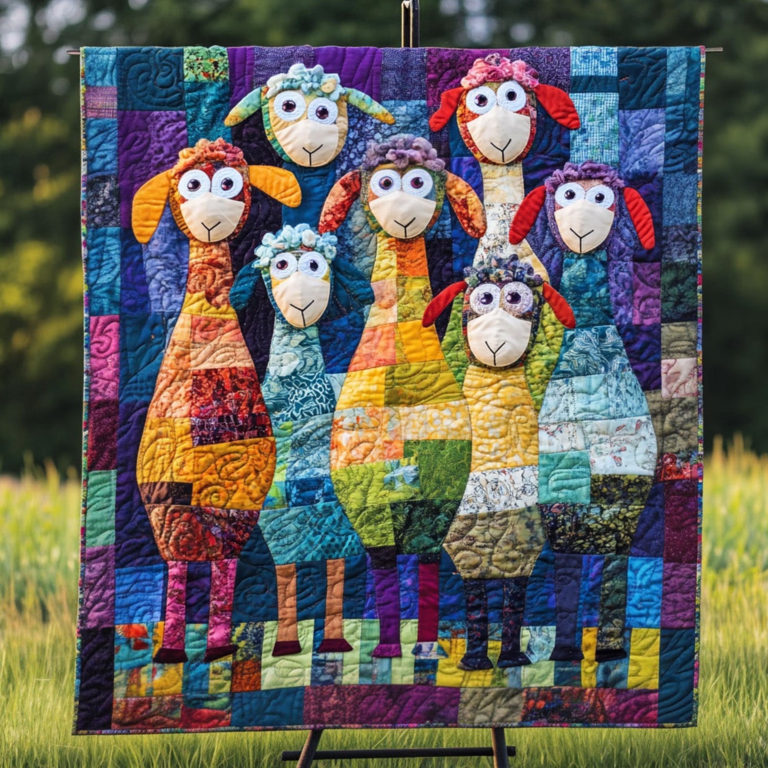 Jolly Farm Frolic Quilted Blanket Christmas Throw Blanket Funny Donkey Gifts