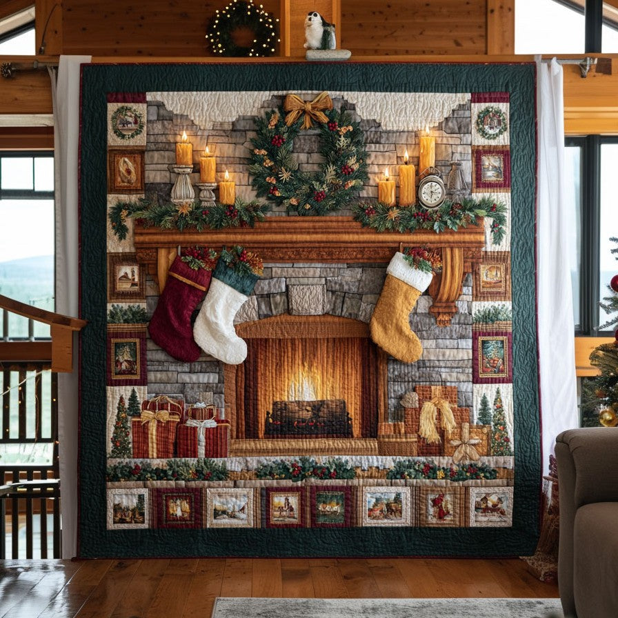 Jolly Fireplace Quilt Trendy Quilt Blanket for Modern Home Interiors