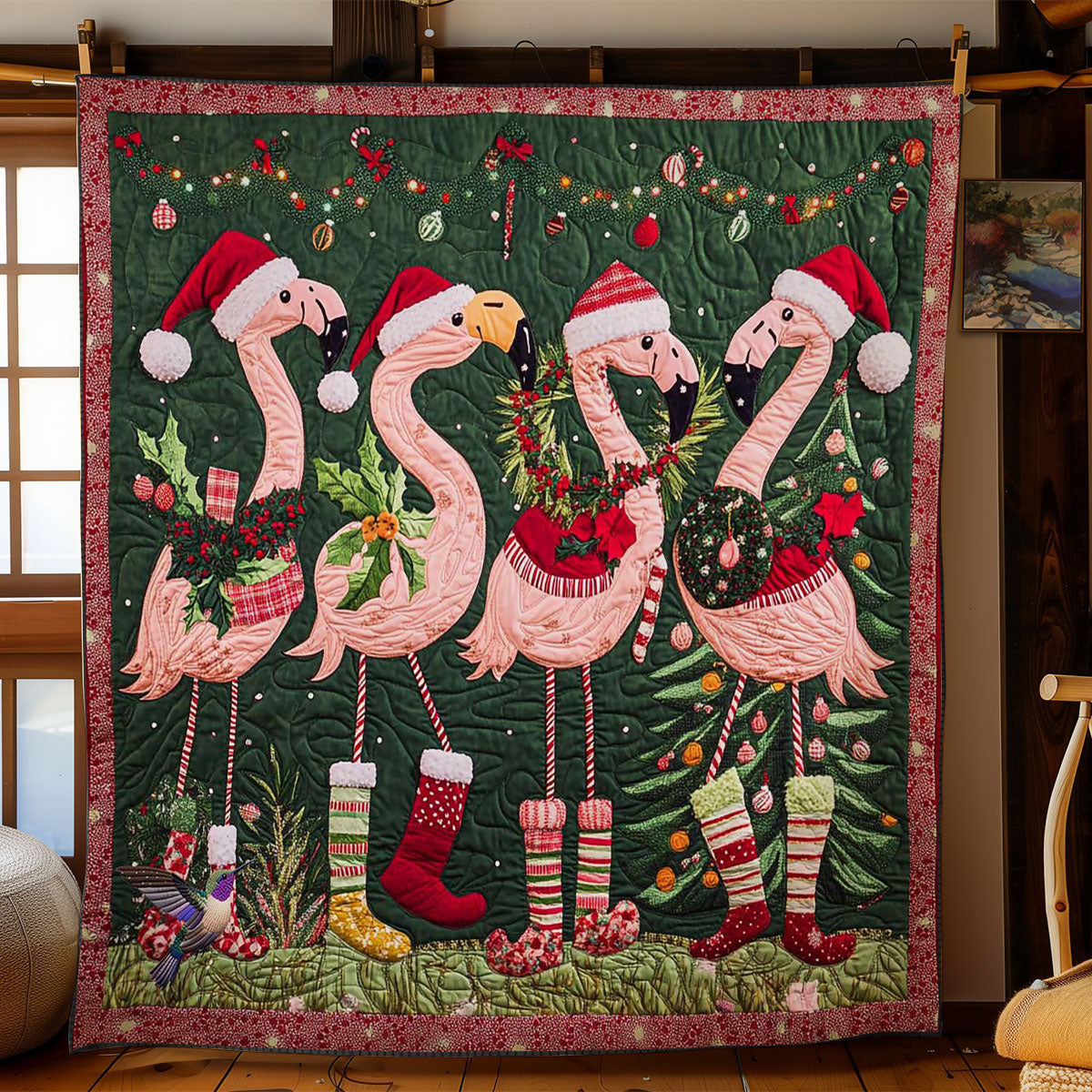 Jolly Flamingos Quilt Premium Quilt Blanket Gift for Cozy Winter Nights