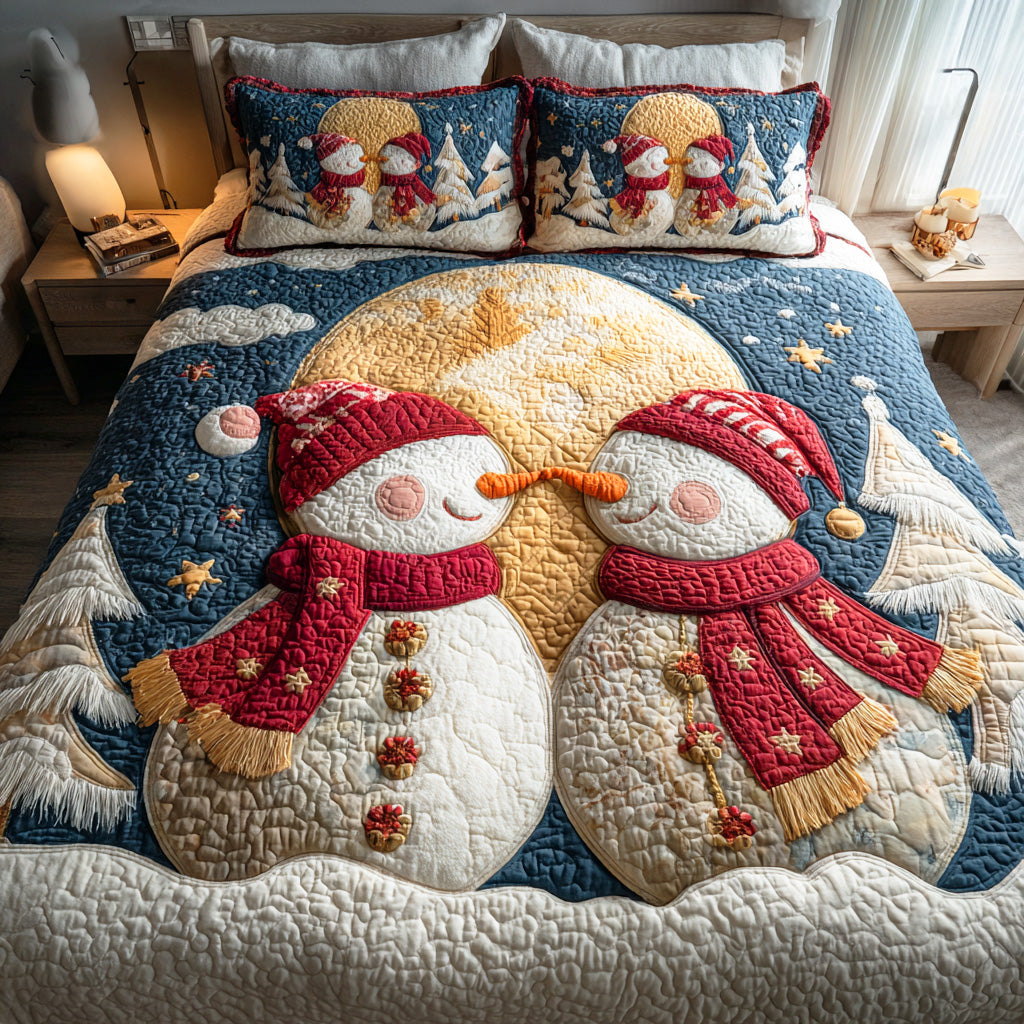 Jolly Frost Dream Quilted Bedding Set Holiday Duvet Cover Set Christmas Presents 2025