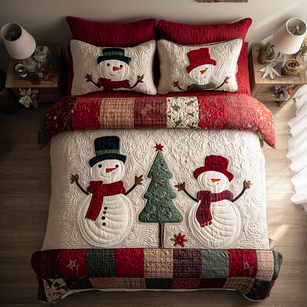 Jolly Frost Quilted Bedding Set Unique Bedding Gift for Family Gatherings
