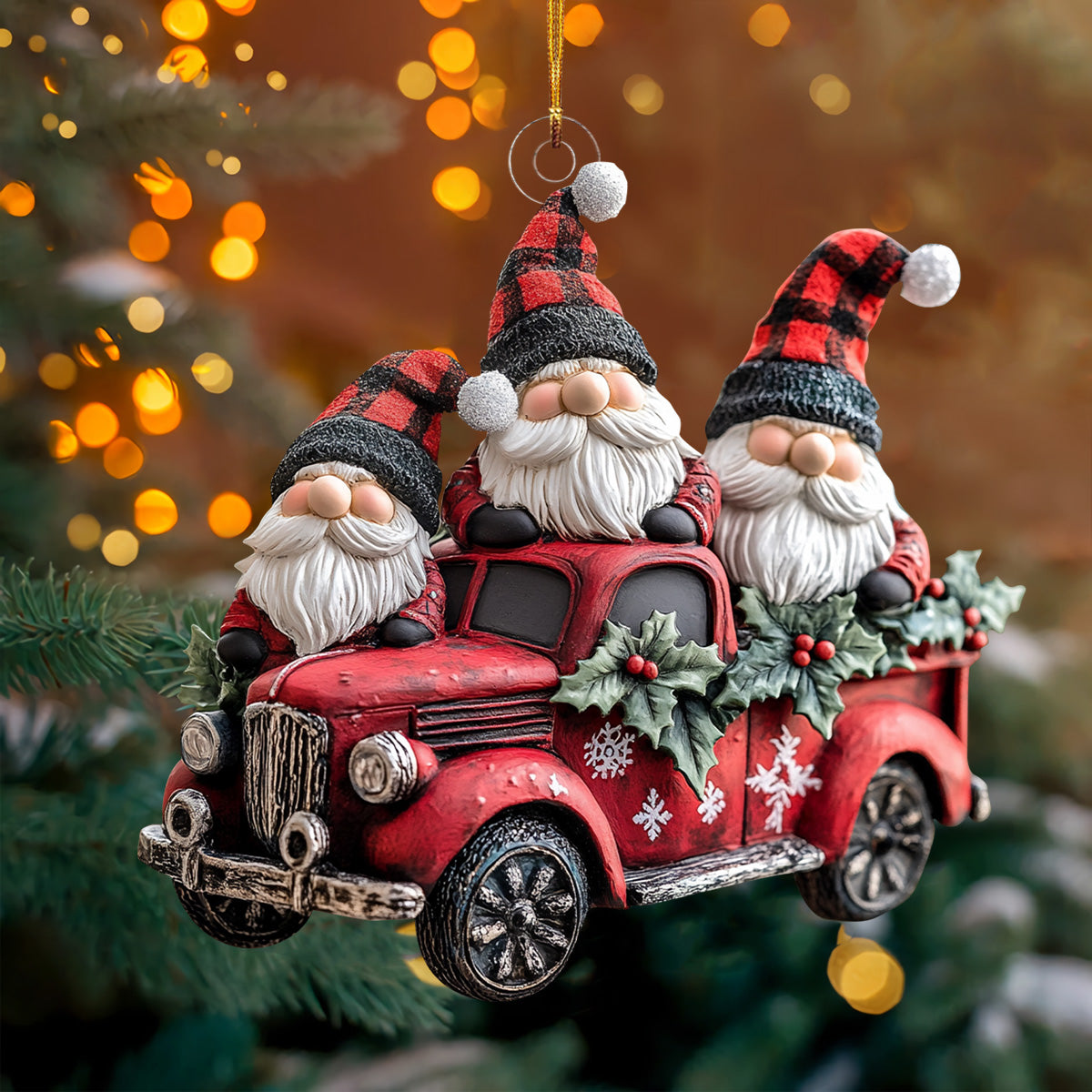 Jolly Gnome Charm Mica Ornament
