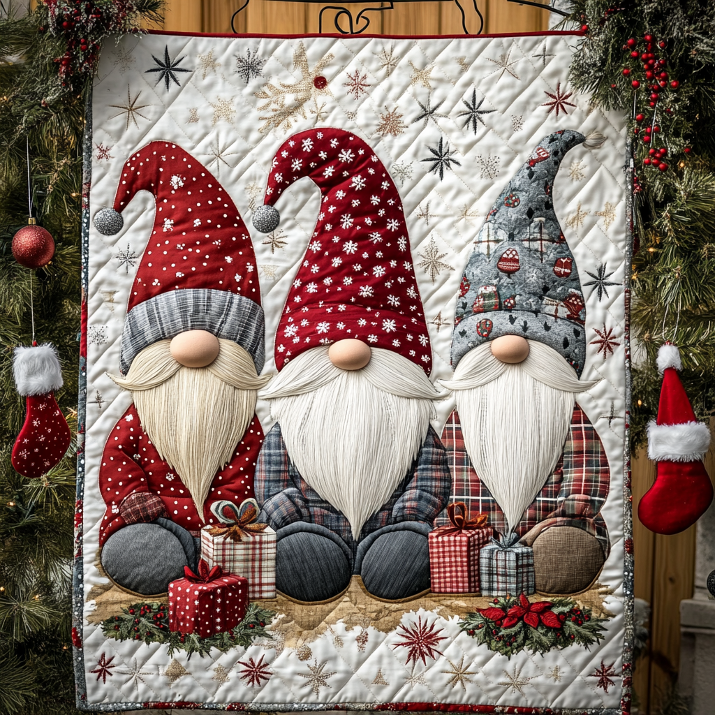 Jolly Gnome Cheer Quilted Blanket Christmas Gifts For My Wife