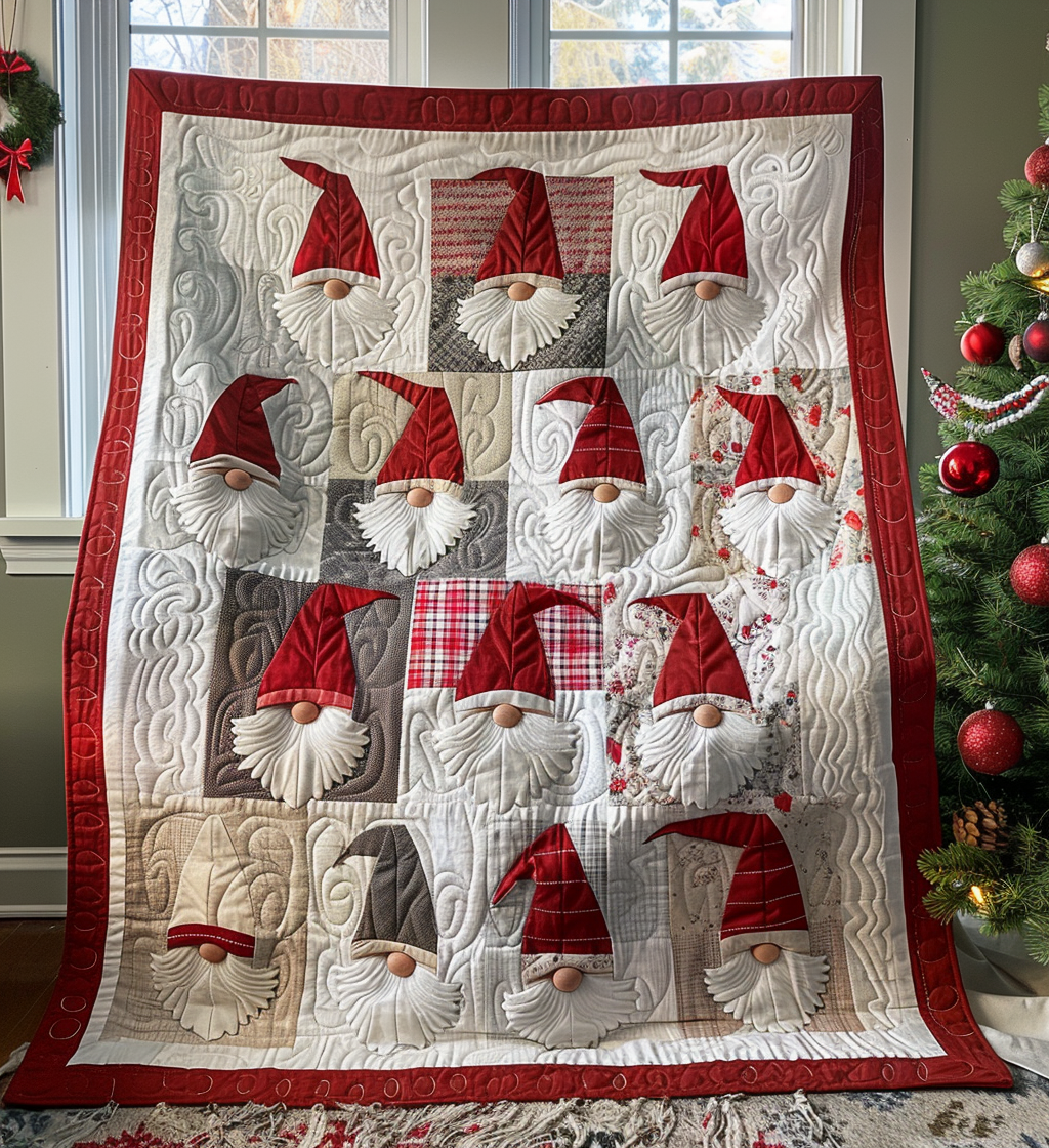 Jolly Gnome Quilted Blanket Mother In Law Christmas Gift