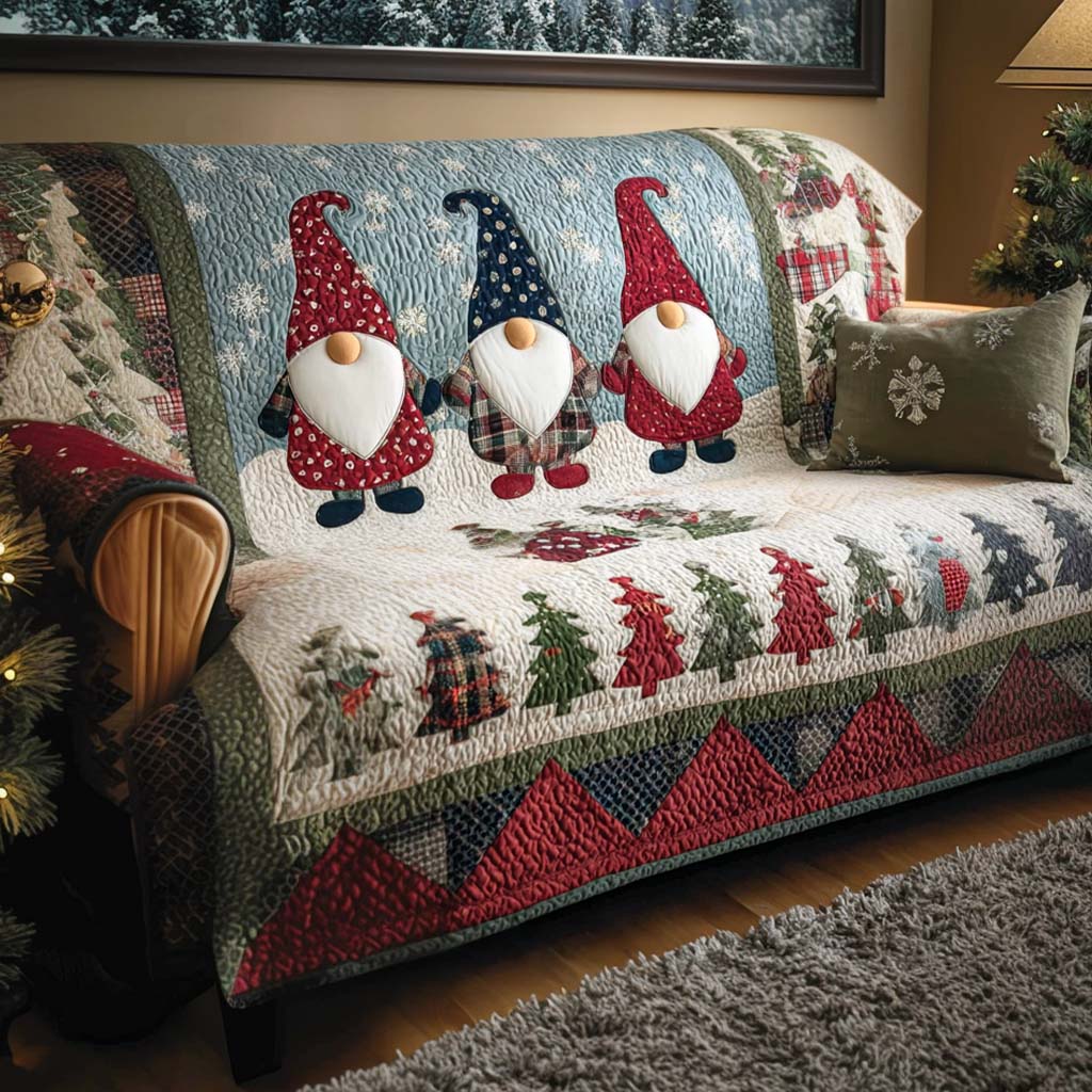 Jolly Good Time Quilted Sofa Cover Christmas Sofa Cover Best Family Gifts