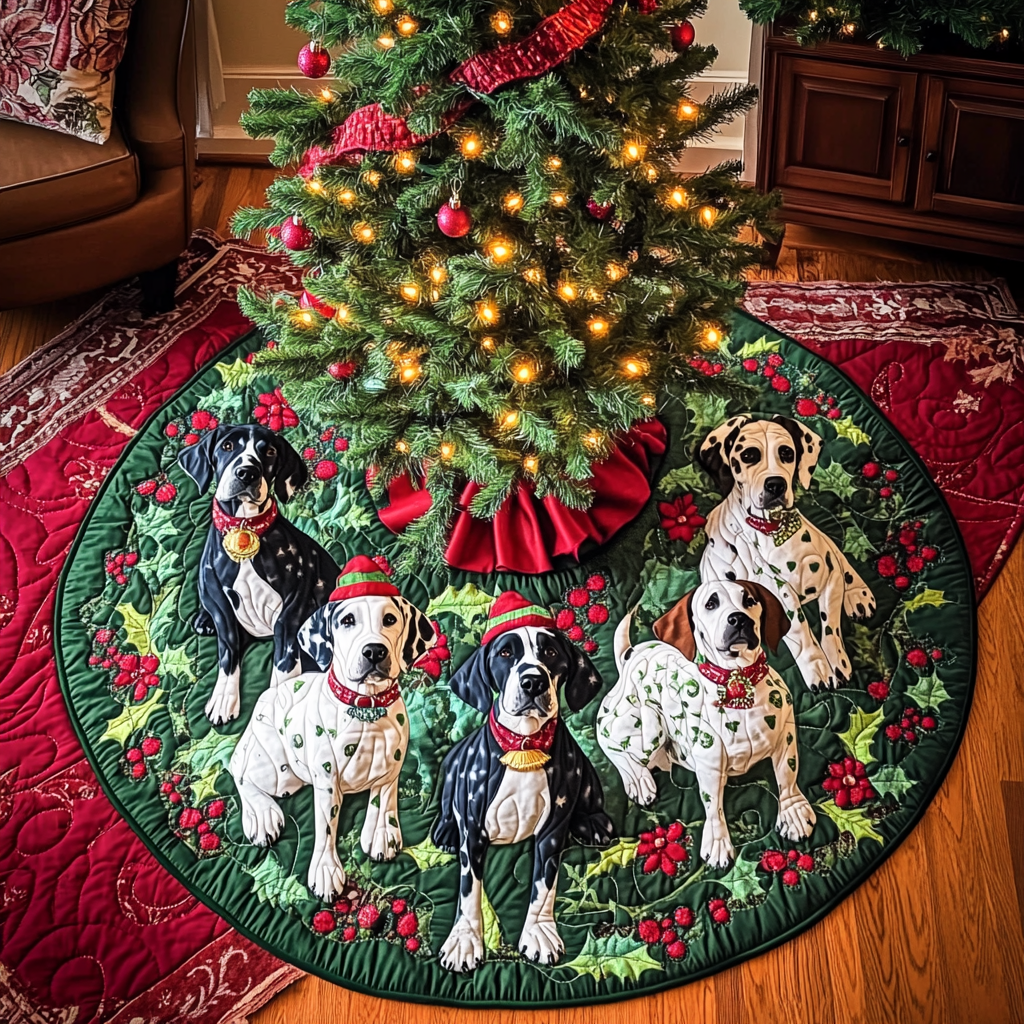 Jolly Great Dane Joy Christmas Quilted Tree Skirt Trending Christmas Tree Skirt Merch 2025