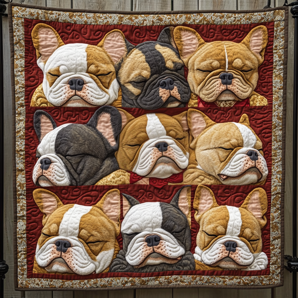 Jolly Jingle Pups Quilted Blanket Gifts For French Bulldog Owners