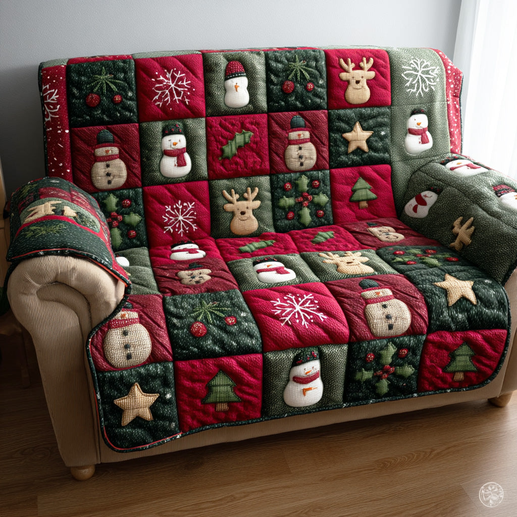 Jolly Merry Time Quilted Sofa Cover Christmas Sofa Cover Great Family Gifts