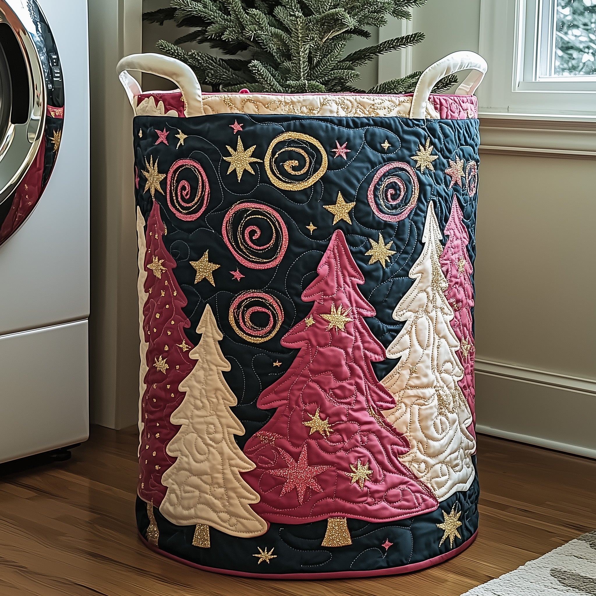 Jolly Pine Quilted Laundry Basket Birthday Merch Gift