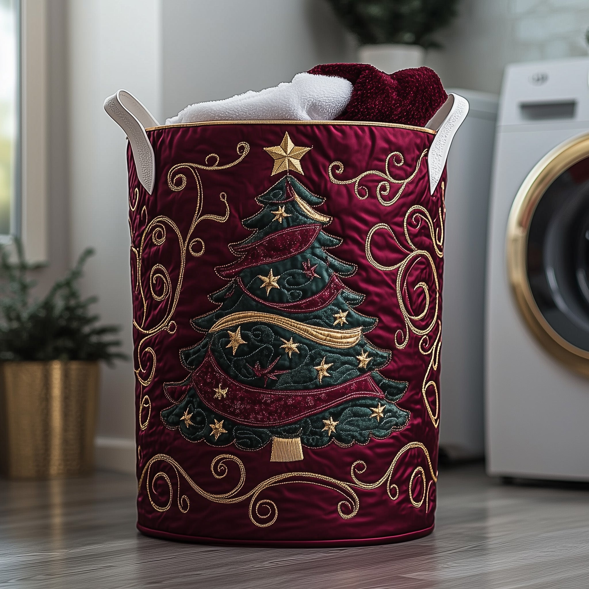 Jolly Pine Quilted Laundry Basket Perfect Gift For Your House