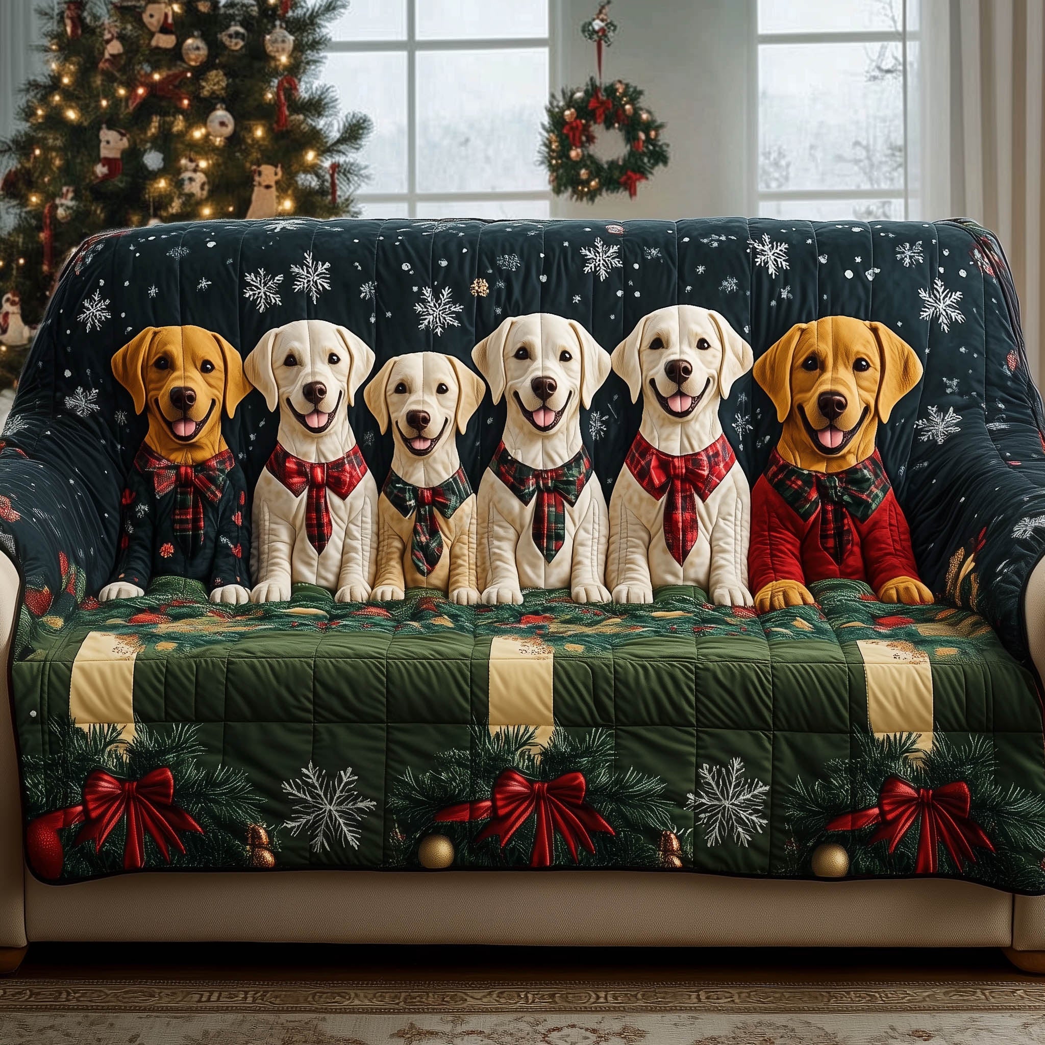 Jolly Puppies Quilted Sofa Cover Fun Jolly Puppies Attractive Decor Gifts For Labrador Lovers