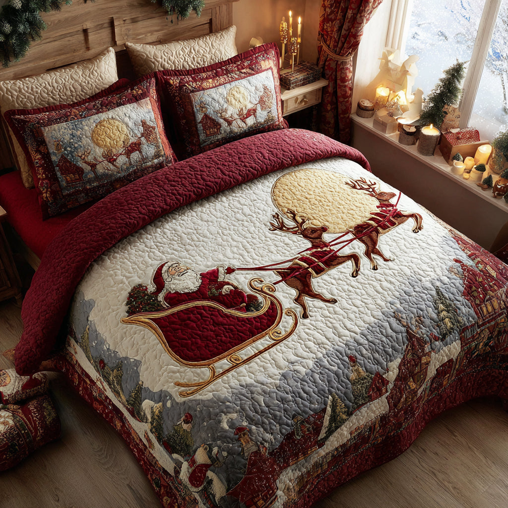 Jolly Santa Quilted Bedding Set Luxury Duvet Cover Set for Elegant Bedroom Decor