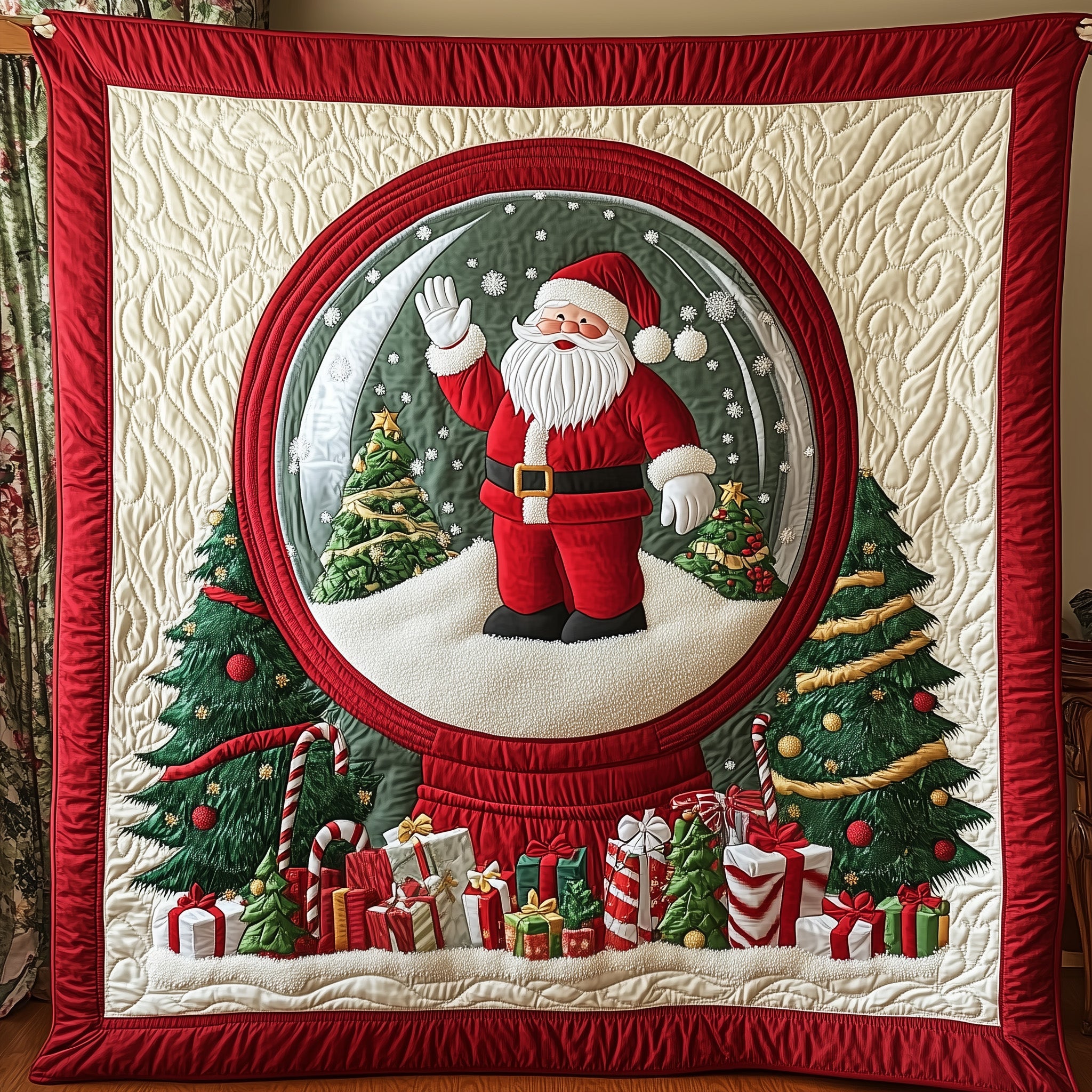 Jolly Santa Quilted Blanket Holiday Season Cozy Throw Christmas Secret Santa Ideas