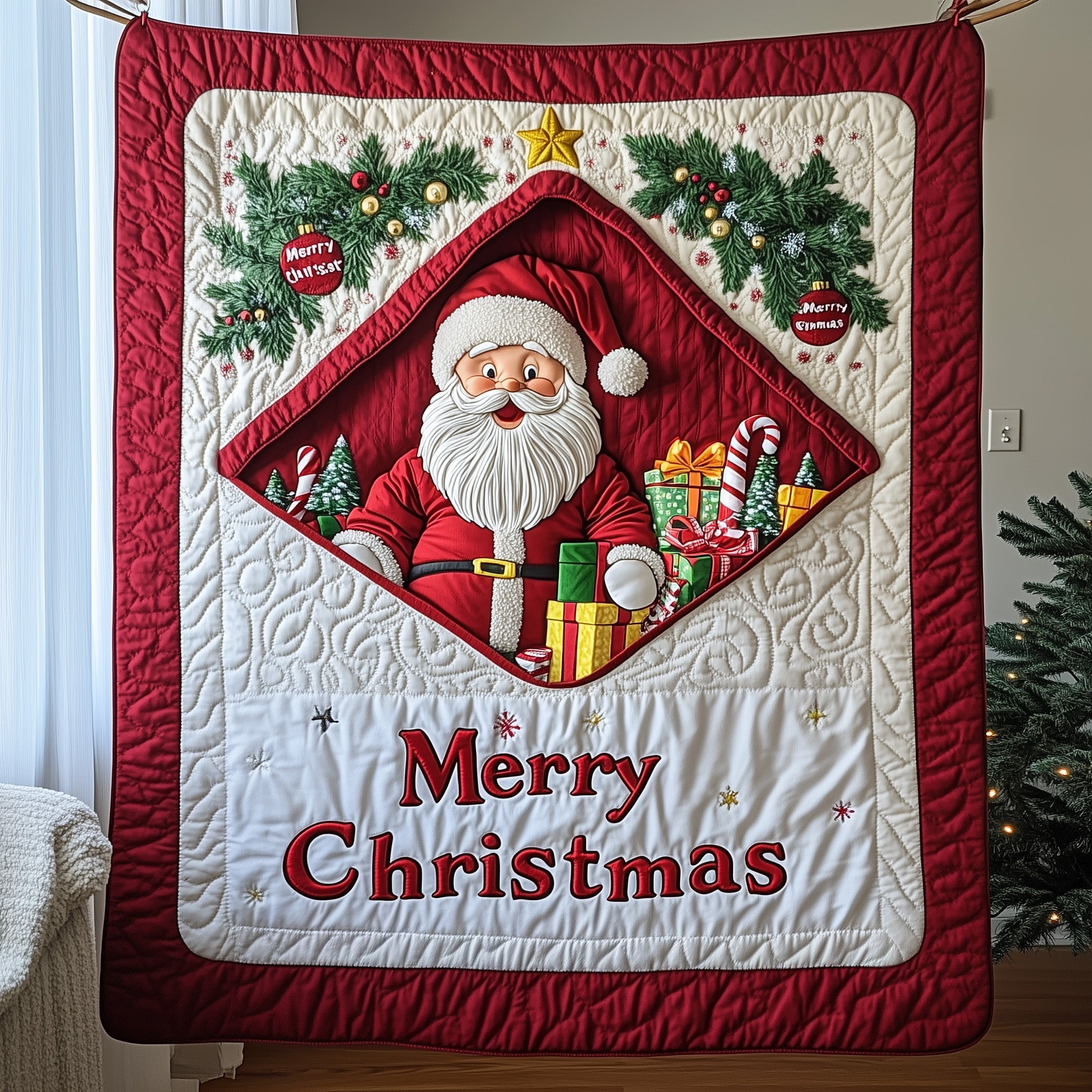 Jolly Santa Quilted Blanket Warm Festive Home Essential Christmas Secret Santa Ideas